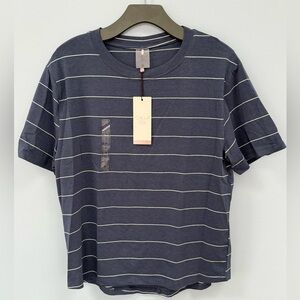 CALIA Women's Everyday Relaxed Tee NWT Ardosia Slate Stripe Blue Med Retail $38